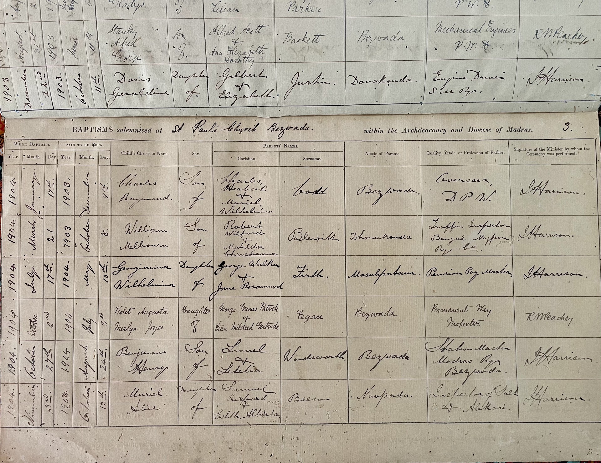 Early baptism records